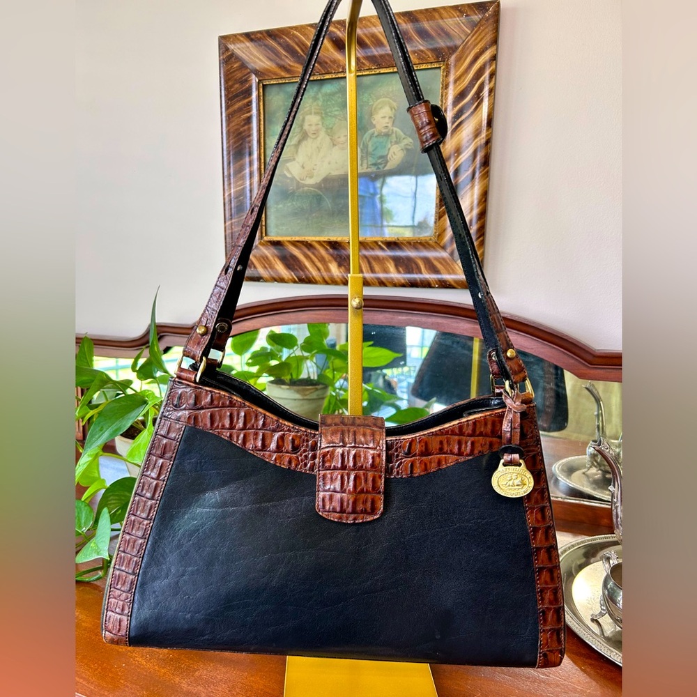 Authentic BRAHMIN Black and Brown Leather Handbag